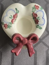 Ceramic Candle or Tea Light Holder 5” x 6” x 1.5” Opening is 2” Across