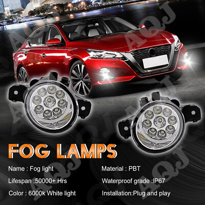 2x New Bumper White LED Fog Light Lamp Driver For NISSAN QASHQAI 2017-2019 US