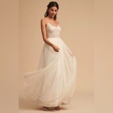 NWT Adrianna Papell for BHLDN Violetta Beaded White Dress Sz 0