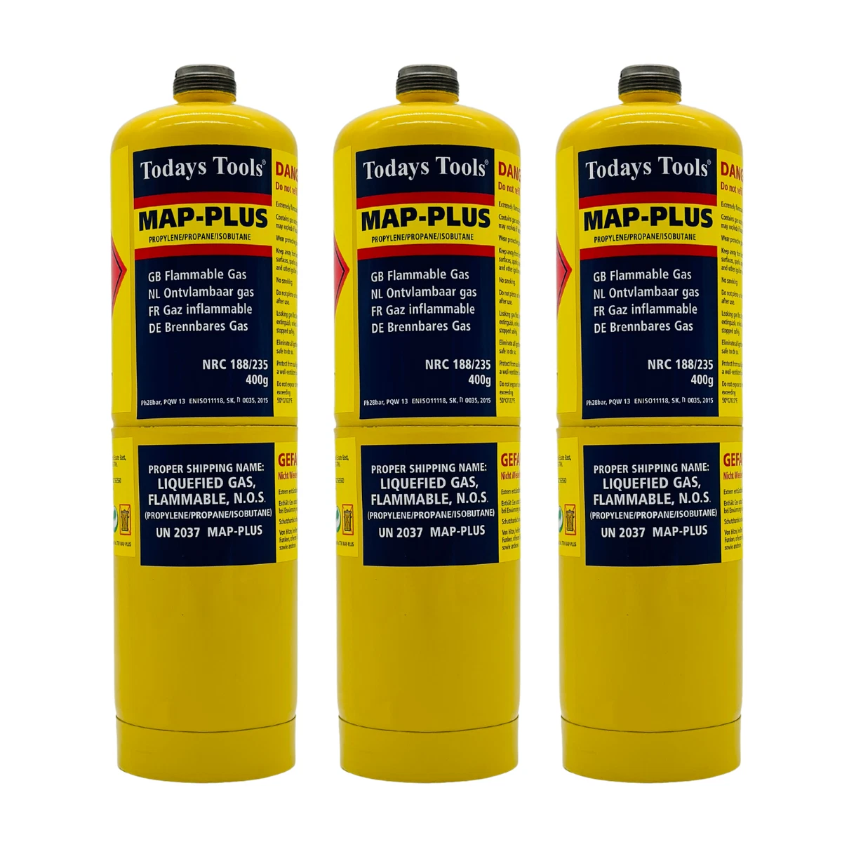 3 x Map Plus Disposable Cylinder Bottle 400g Cartridge for Blow Torch Jet Burner