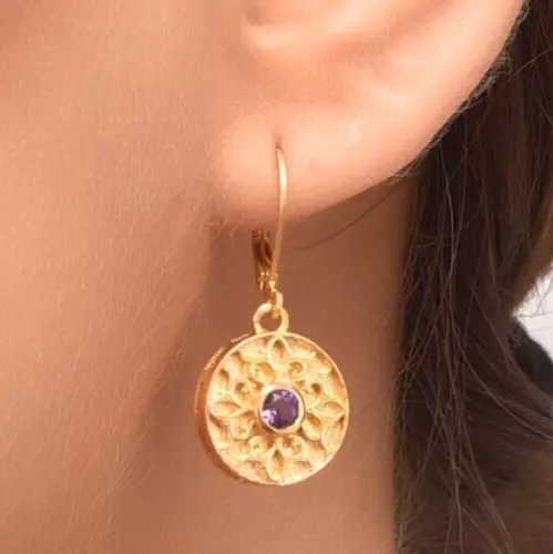 Incredible Amethyst 14K Gold Plated Earring