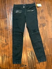 Just Cavalli Black Skinny Ankle Denim Jeans Distressed Decorative Zippers Sze 27