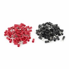 160PCS 14-12 AWG 10 Stud Insulated Fork Spade Terminals Connector Black Red