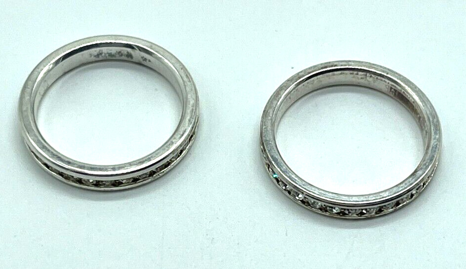 Rings. Two Silver Tone Stackable Rings with clear… - image 4