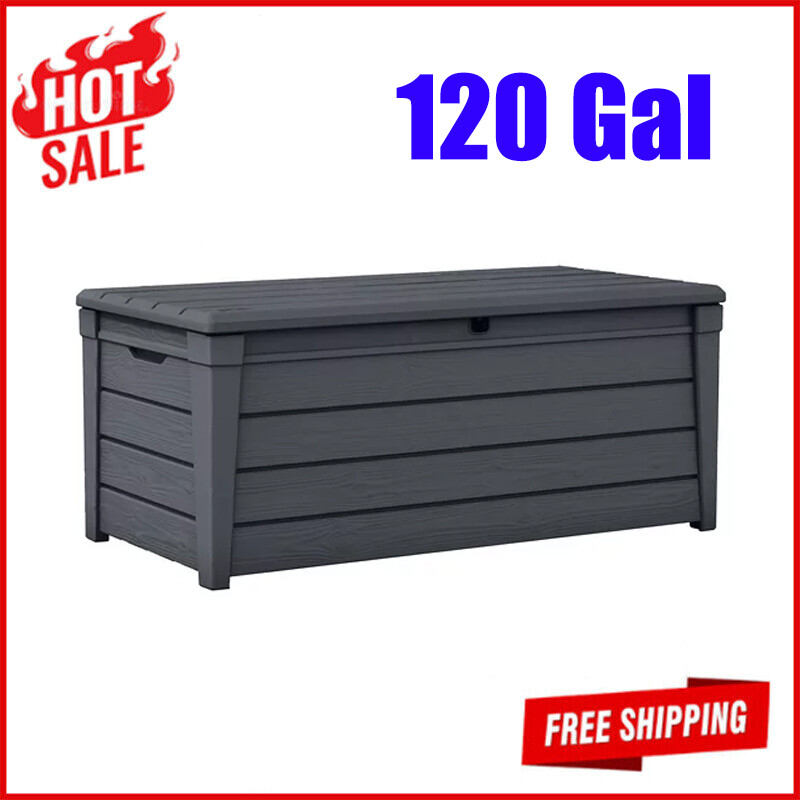 Brightwood Outdoor Plastic Deck Box AllWeather Resin Storage Organizer