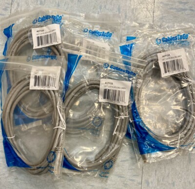 Lot (10 cables) Cat6 Network Grey Molded RJ45 UTP - 10 ft. Ethernet Cable