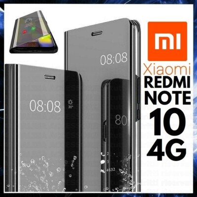 For XIAOMI REDMI NOTE 10 4G CLEAR VIEW FLIP BOOK CASE MIRROR