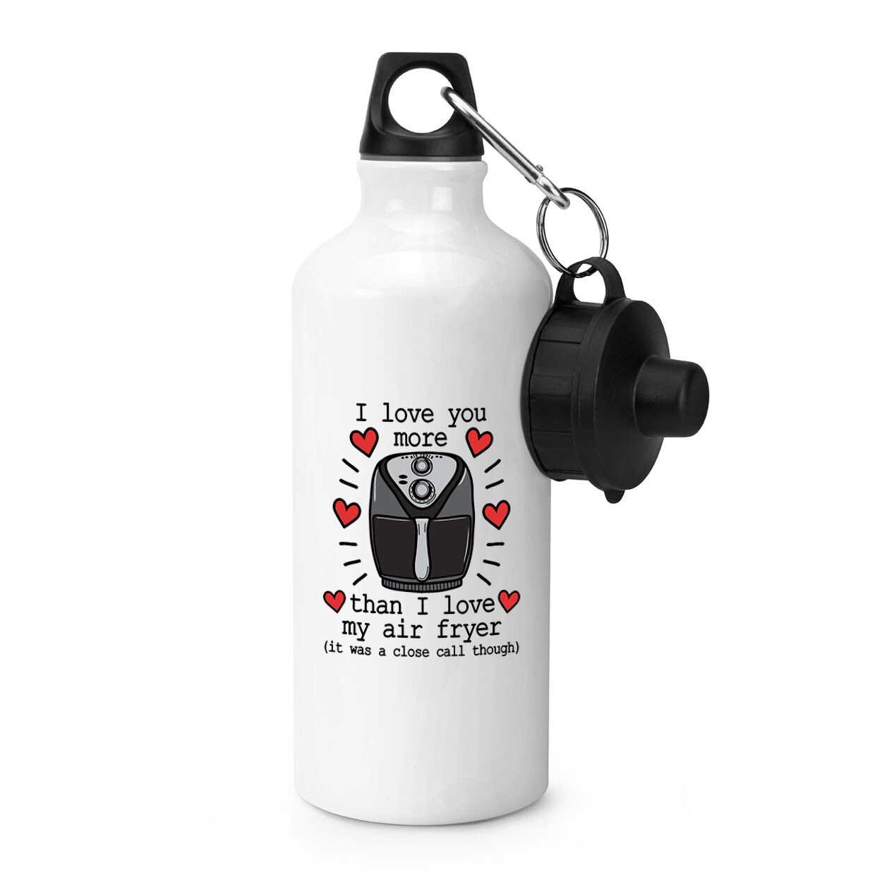 I Love You More Than My Air Fryer Sports Water Bottle Valentines Husband Joke