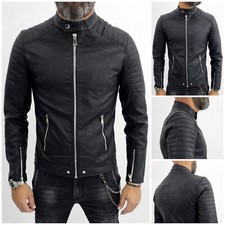 Giubbino Uomo Giubbotto Foderato Eco pelle Coreana Nero Biker corto s,m,l,xl,xxl