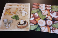 Lot de 4 Serviettes en papier Champignons  Cèpes,Decoupage Collage,atelier Creat