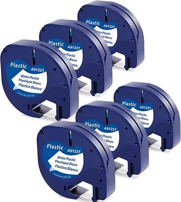 91201 Dymo LetraTag Label Tape Compatible Refill White Plastic LT-100H 12mm x 4m