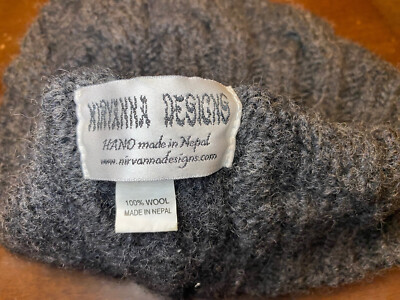 Nirvanna Designs Handmade in Nepal Wool Gray / Charcoal Hat  display picture 2