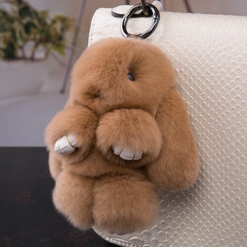 Faux Fur Fluffy Bunny Large Fake Rabbit Keyring Bag Pendant Keychain Furry Cute - Picture 6 of 15