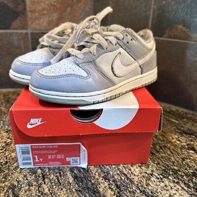 2022 Nike Dunk Low PS Wolf Grey White DH9756-001 Kids Size 1Y Youth Sneakers
