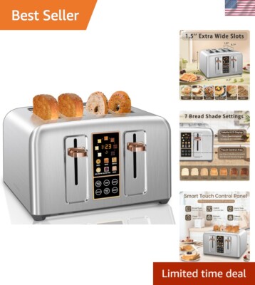 Elegant 4-Slice Toaster with LCD Touchscreen - Removable Crumb Tray & 7 Settings