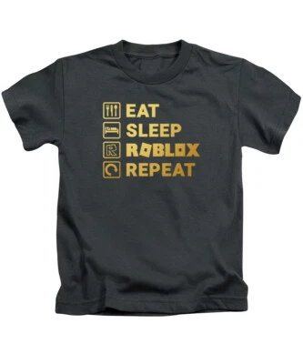 Eat Sleep R0bl0x Repeat Kids T-Shirt Tee Top Childrens Gaming (Gold Print)