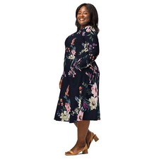 All-over print long sleeve midi dress