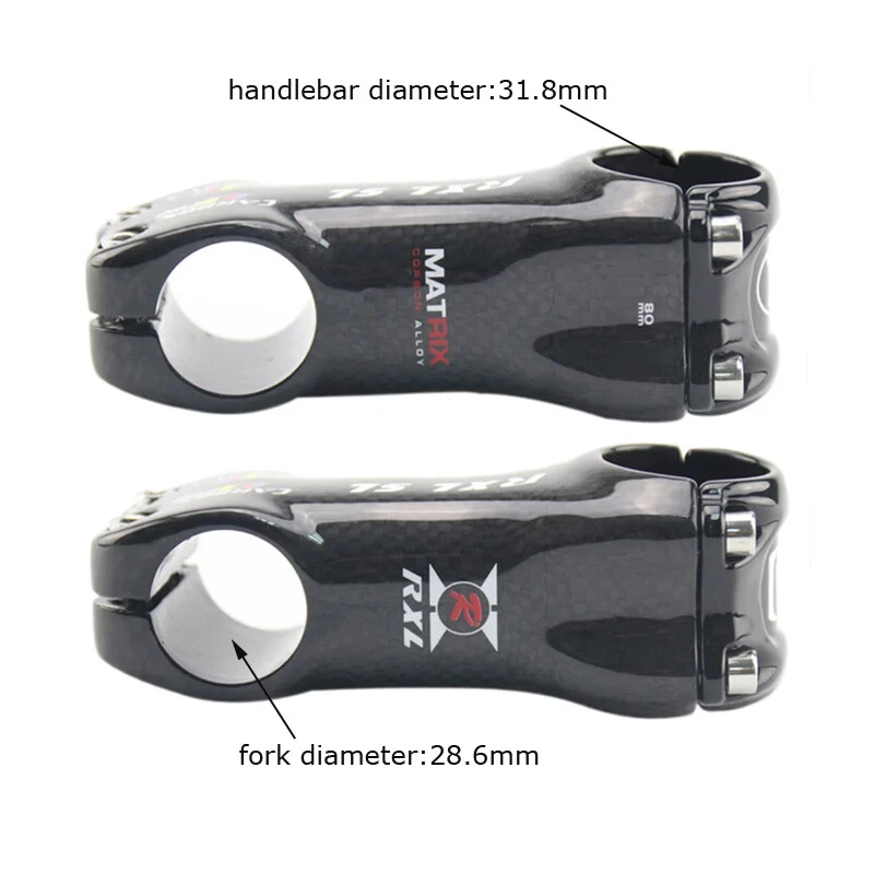 Carbon Fiber Stem 28.6/31.8mm 6 17 Degree for Road/MTB Bicycle 3K Gloss Parts - Image 3 of 4