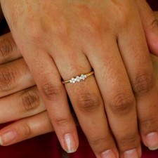 14k Solid Gold Genuine Natural Diamond Cluster Stack Ring for Women or Girls