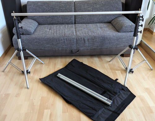 Hobby-Fotostudio 2 Walimex Blitzköpfe, Softboxen, Hintergrundgestell, Stoffe uvm - Bild 15 von 17