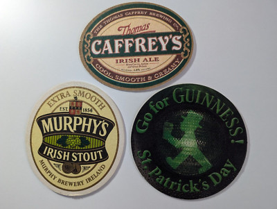 3 Bierdeckel Irish Beer. MURPHYS irish stout, GUINNES St. Patricks Day, CAFFREYS