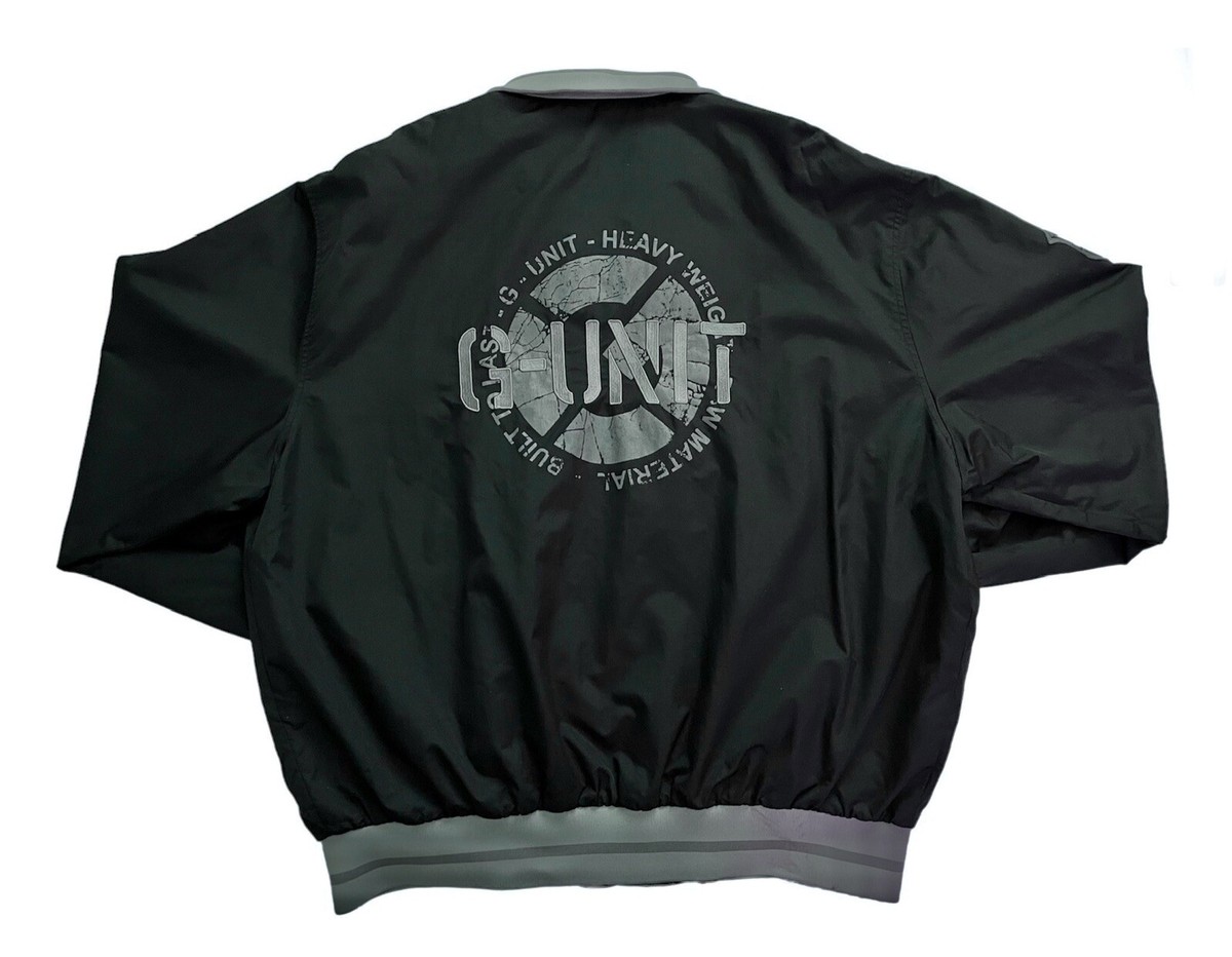 G-Unit 50 Cent Track Jacket Mens XL Black Silver Full Zip G-Unit 50 Cent Track Jacket Mens XL Black Silver Full Zip