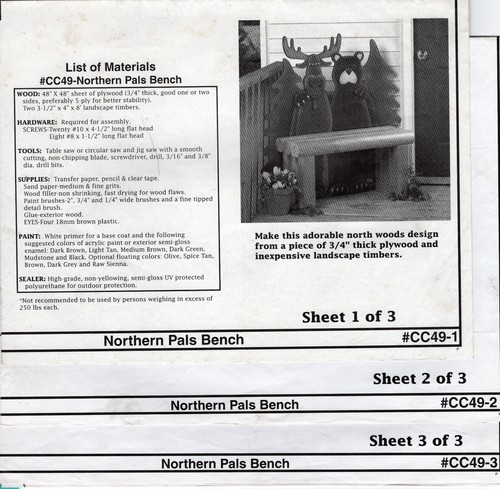 "Northern Pals Bench" The Winfield Collection Woodcraft Pattern # CC49 UNCUT - Picture 2 of 2