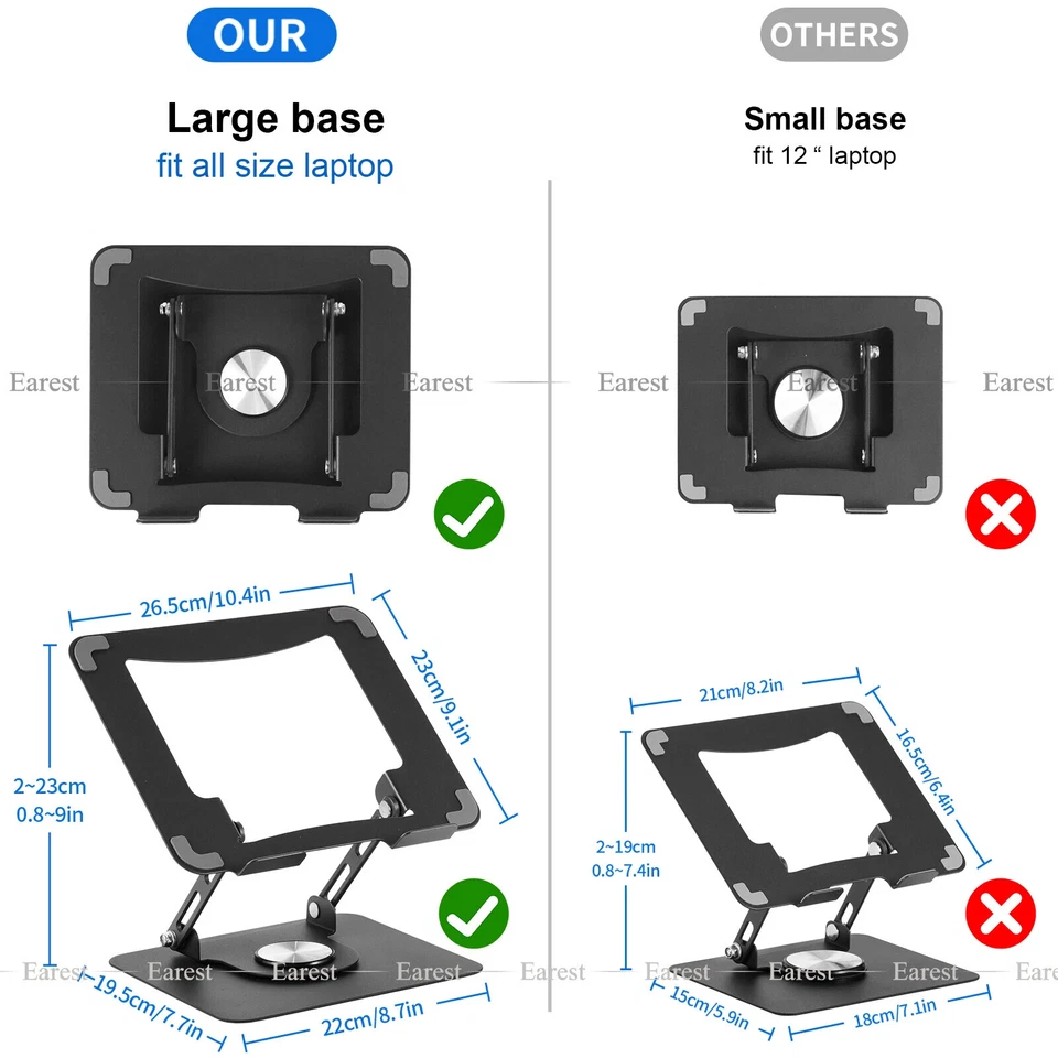 360° All Metal Portable Laptop Tablet Stand Riser Adjustable Holder For Desk - Image 4 of 4