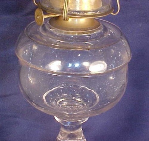 EAPG Pattern Base Kerosene Lamp Brass Eldorado Burner Pearl Beaded Top Chimney - Picture 4 of 5