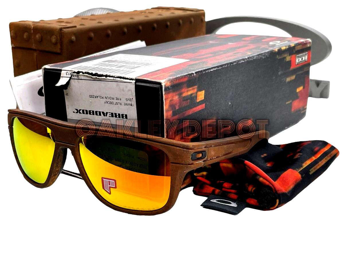 ✓🕶️ OAKLEY BREADBOX 009199 RUST DECAY/FIRE IRIDIUM POLARIZED