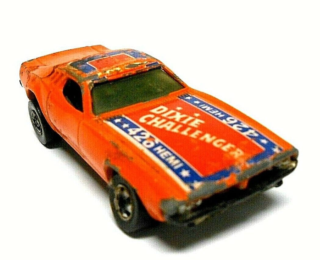 RARE 1970 HOT WHEELS Orange Dodge Dixie Challenger 426 HEMI Car Black Wall  Tires