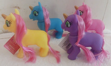 new 4 Unicorn 5   Long Hair pink Horse Figure . pink yellow purple  blue