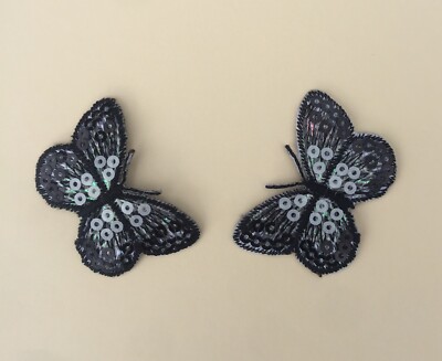 2er Set Schmetterling zum Aufbügeln/Aufnähen komplett bestickt Patch Applikationen Abzeichen