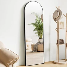 59" Full Length Arched Mirror Standing Leaning Alloy Frame Hanging Floor Mirror