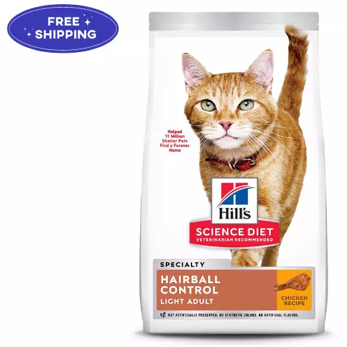 Hill's Science Diet Adult Hairball Control Light Chicken Recipe Dry Cat  Food, 15.5 lbs.