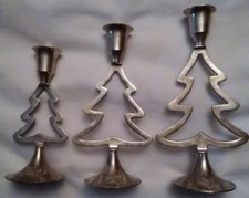 3 Size Silver Plated Mid Century Christmas Tree Candle Holders Candelabra India