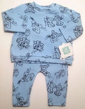 Disney Baby Boy Stitch 2-Piece Blue Ribbed Top & Pants Outfit Size 6-9 Months