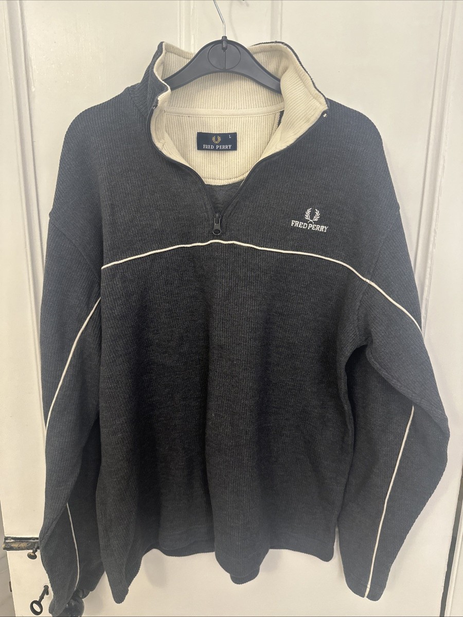 Fred Perry 1/4 Zip Sweater Vintage Portugal Retro High Neck Men's