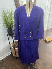Vintage Christian Dior two-piece purple wool suit coat skirt