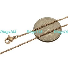 Solid 18K Rose Gold Filled Tarnish-Free Thin Italian Curb Chain Necklace L112R