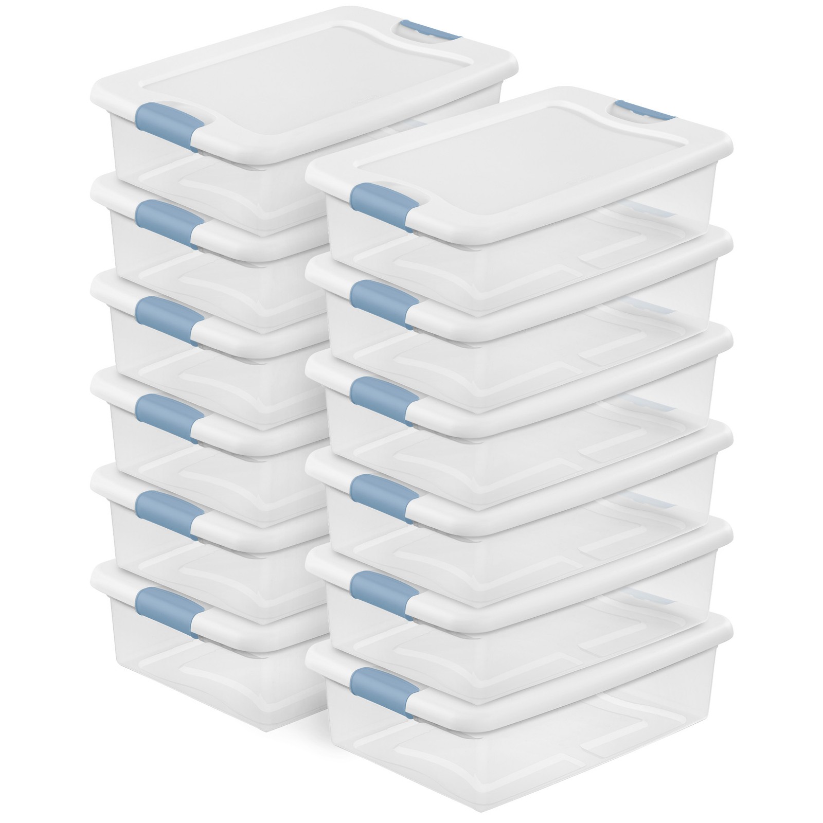 Sterilite 14968006 32 Quart Latching Stackable Storage Box - 12 Pack