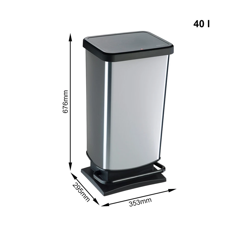 Rotho PASO Treteimer 40L – Edelstahloptik, Trittfunktion, geruchsdicht, robust - Bild 2 von 4