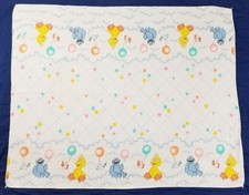Vintage Sesame Street Receiving Blanket 30x40 Cookie Monster Big Bird Cotton