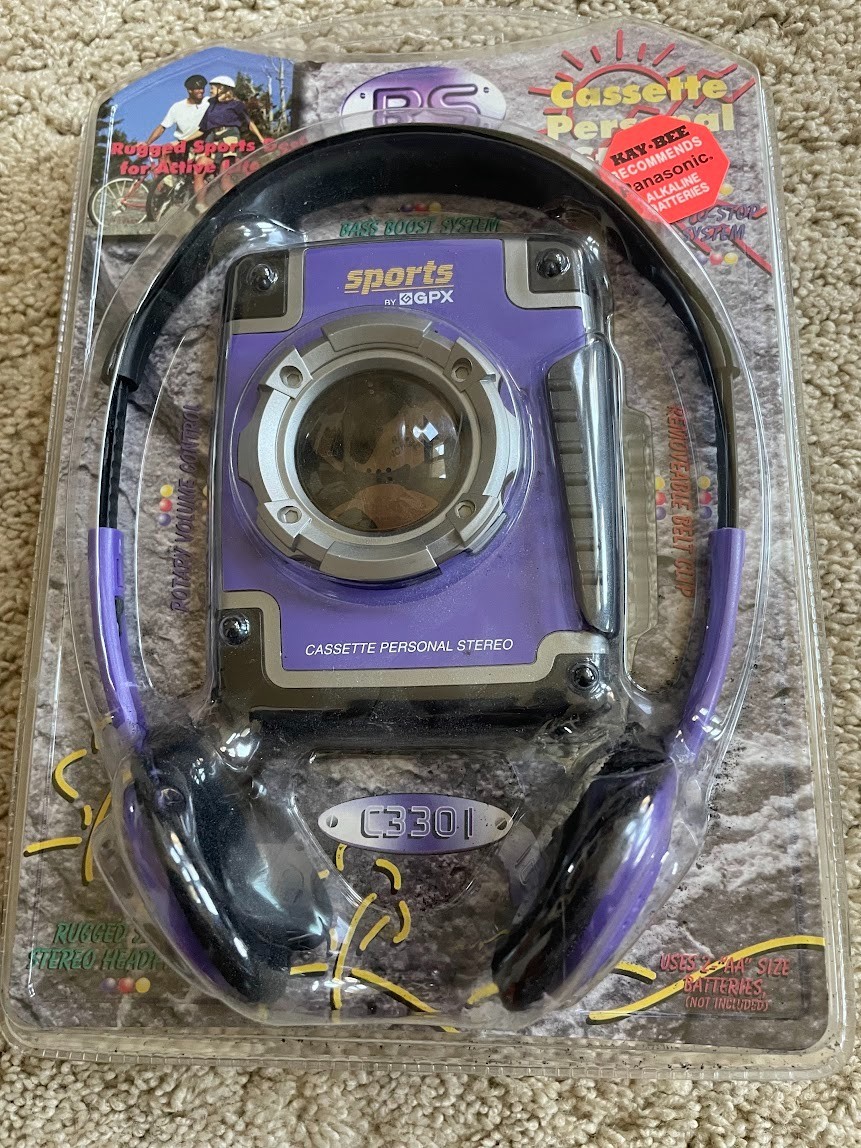 Vintage New Purple GPX Sports Cassette Tape Player w/ Headphones