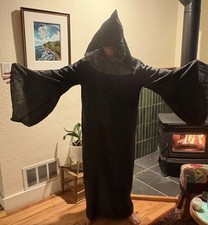 DISGUISE Grim Reaper HALLOWEEN Costume Black Hooded Cape Adult Large Cosplay L