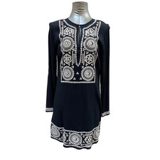 Michael Michael Kors Embroidered Tunic Tress Women's XS Navy Blue