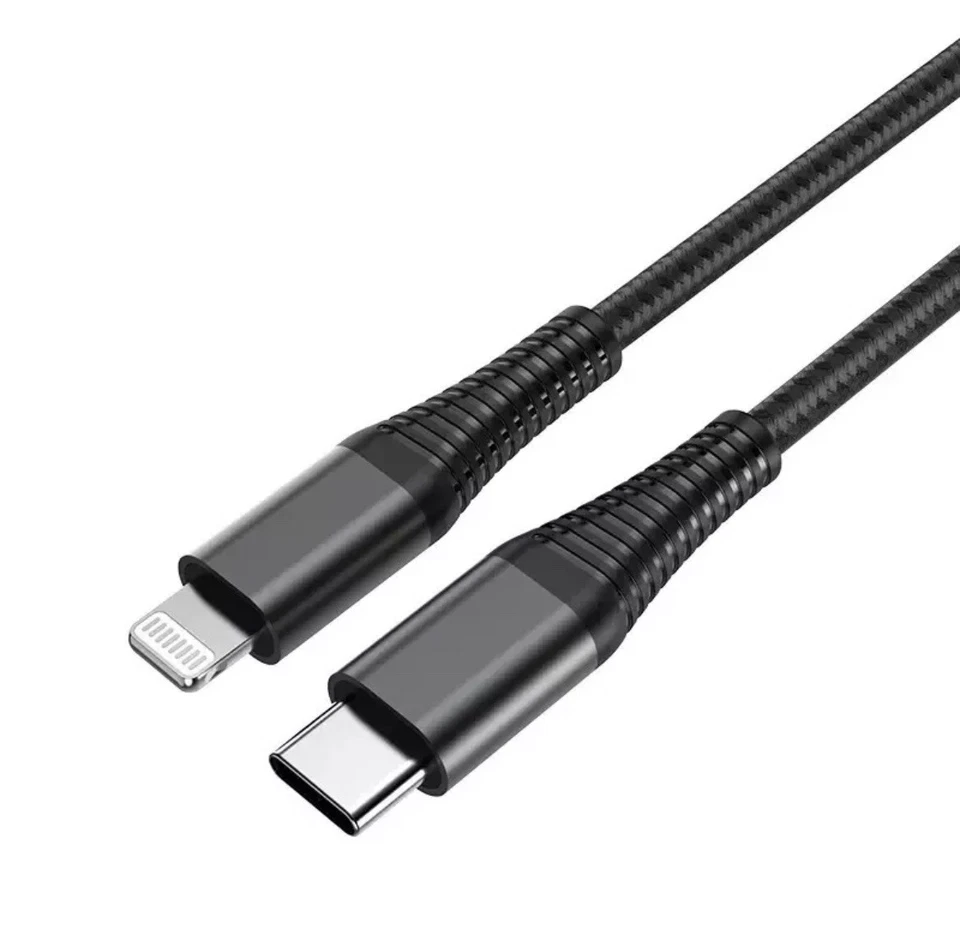 Heavy Duty Braided PD Fast Charger Lead USB C to iPhone Cable 14 13 12 11 X 8 - Image 2 of 4