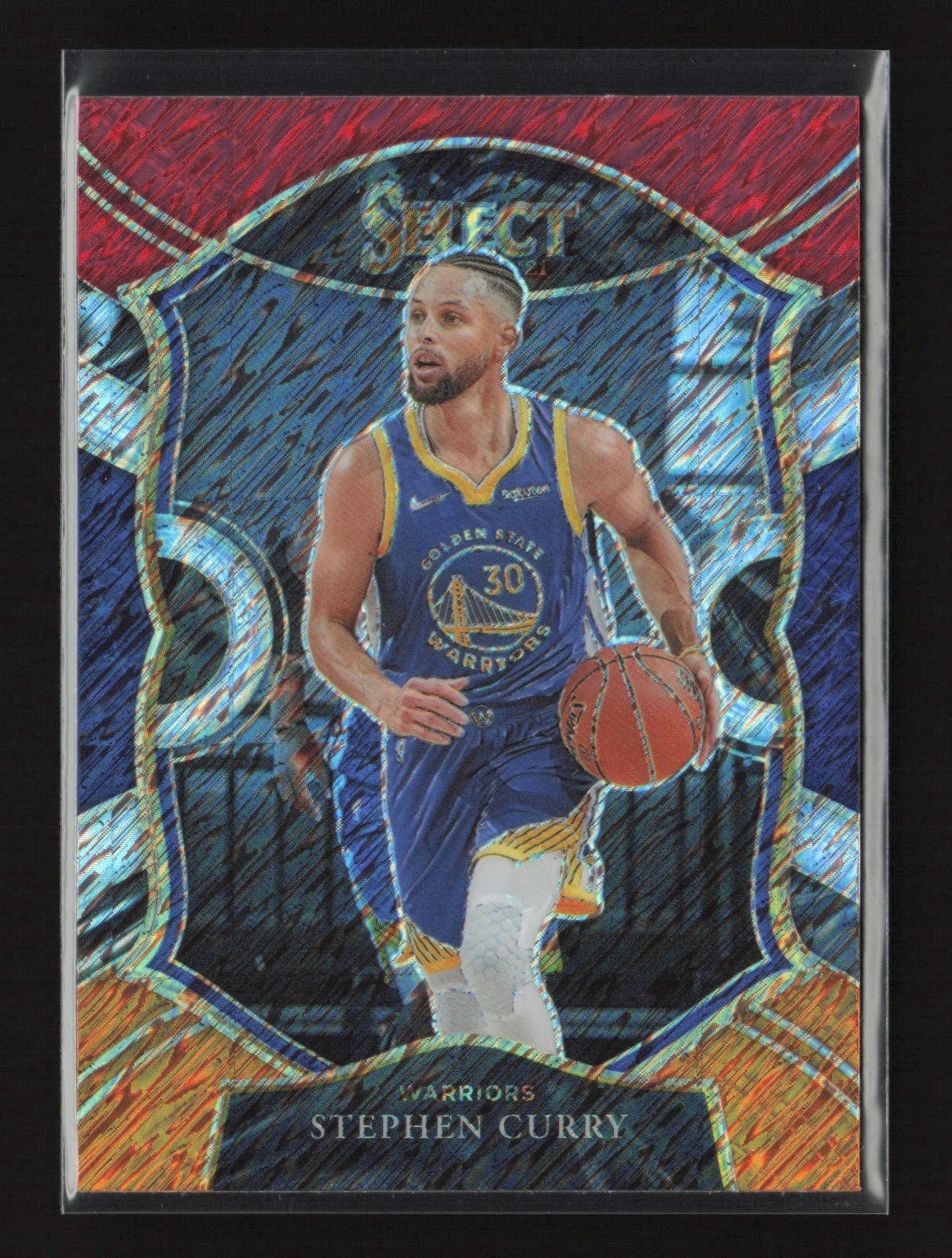 2020-21 Panini Select Red White Orange Shimmer Prizm Stephen Curry #57 Golden