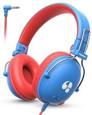 Kids Wired Headphones 74/85dB Safe Volume Limit 3.5mm Stereo On Ear Blue
