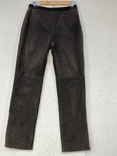 Vtg Clio Brown Leather Suede Pants Size 8 Inseam 30